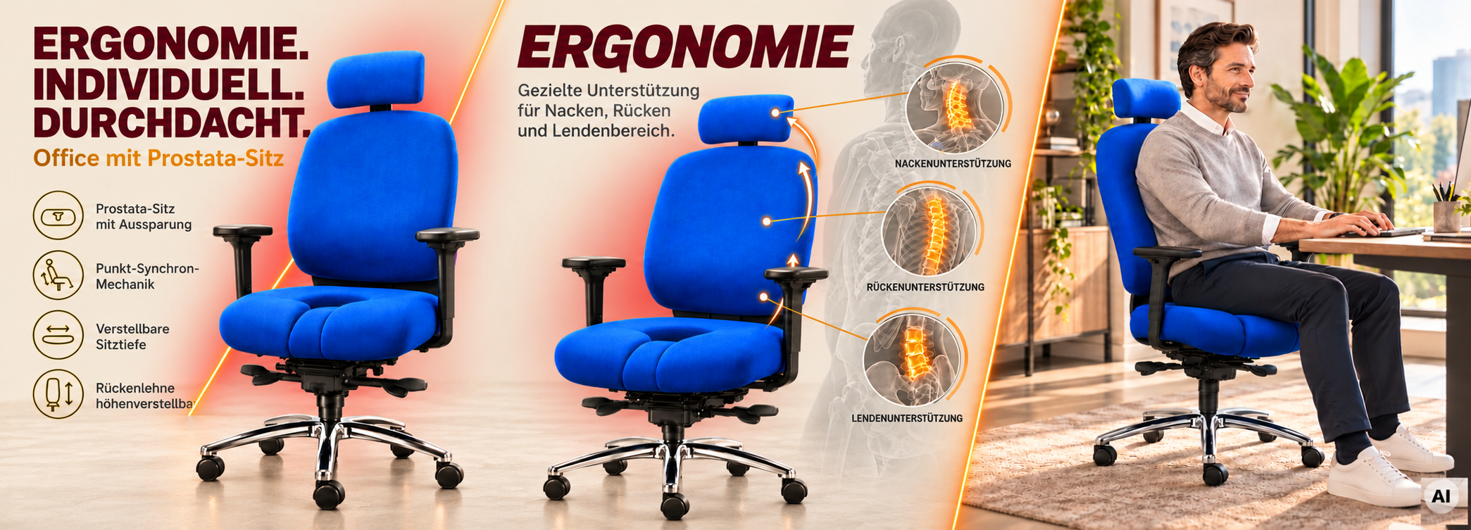 blauer Bürostuhl mit schönem Ambiente