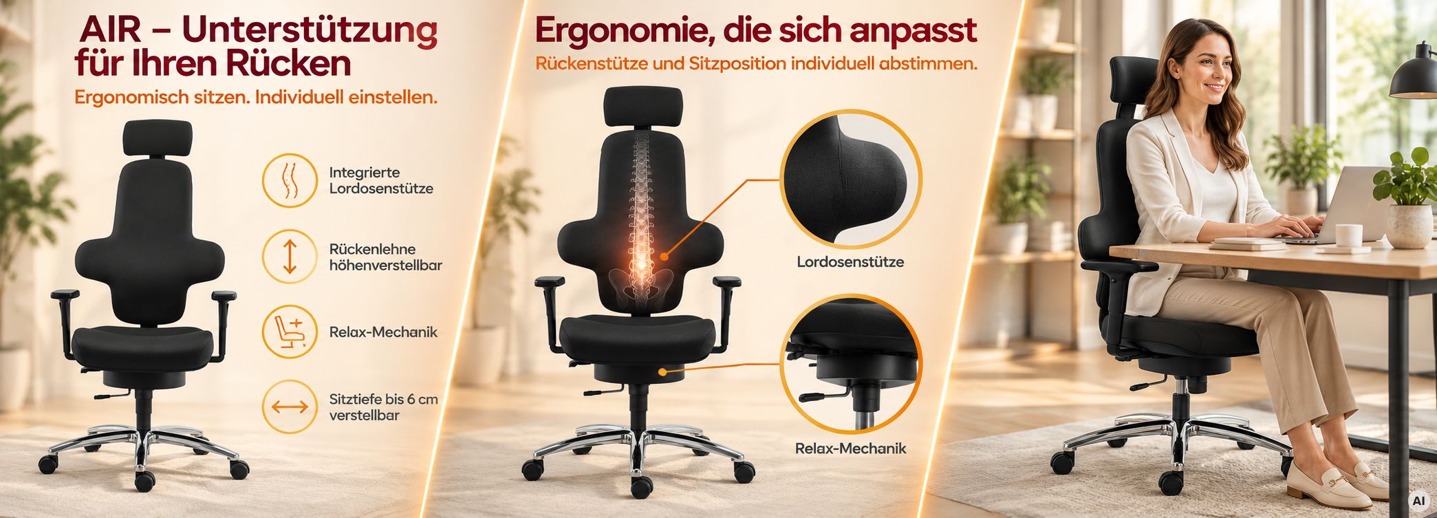 blauer Bürostuhl mit schönem Ambiente