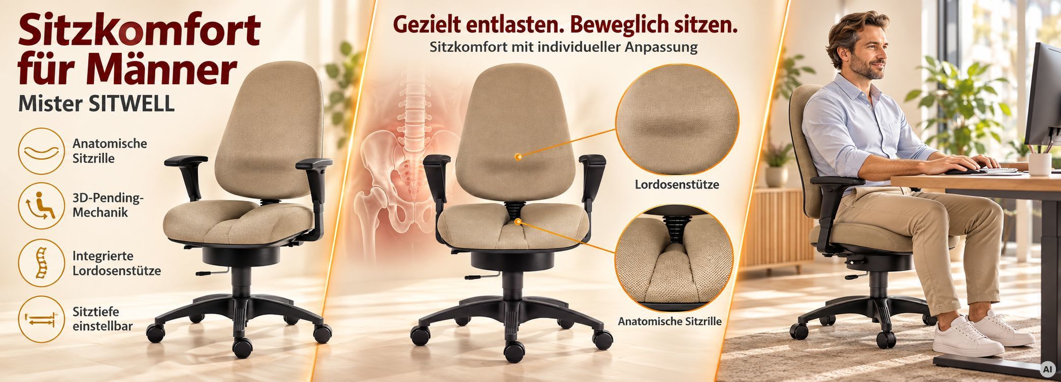 blauer Bürostuhl mit schönem Ambiente