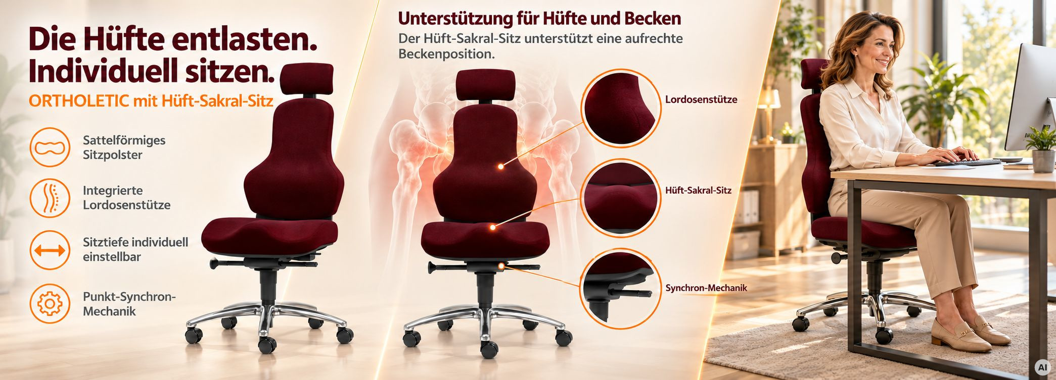 blauer Bürostuhl mit schönem Ambiente