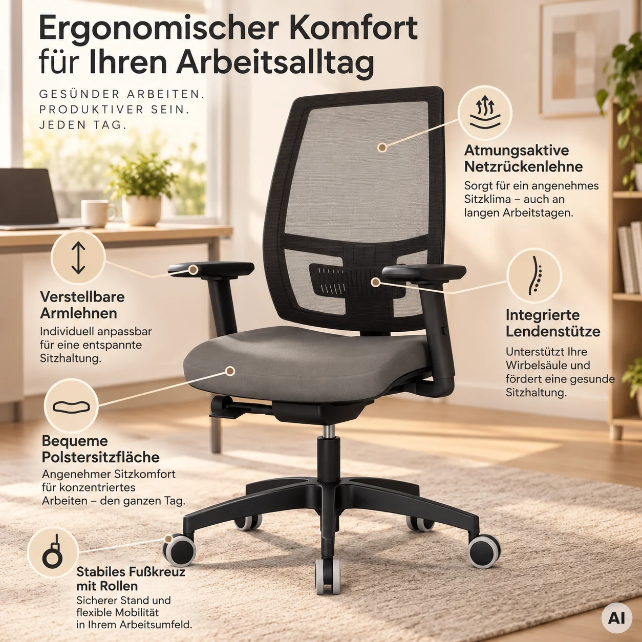 Ergo Mesh M - Ergonomischer Bürostuhl mit Netz
