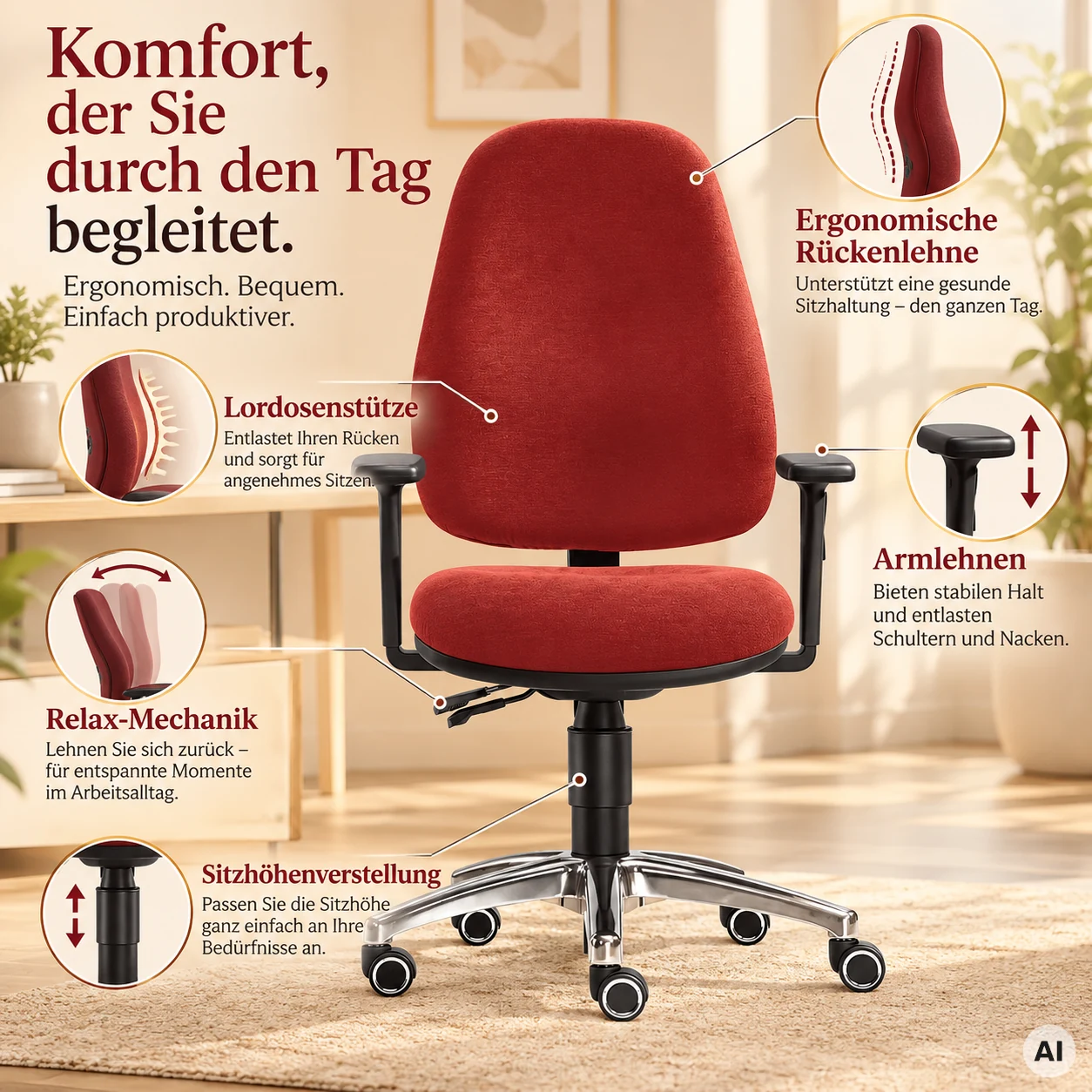 Lady Relax - Hochwertiger Frauen-Bürostuhl