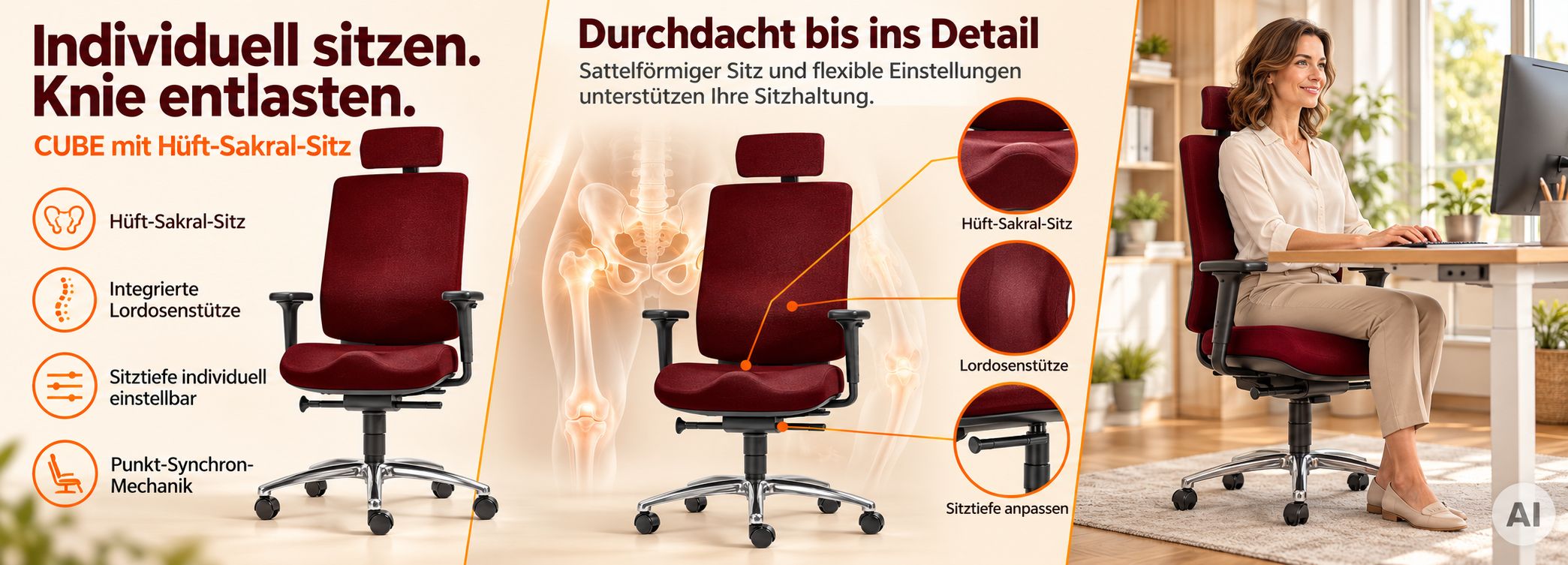 blauer Bürostuhl mit schönem Ambiente