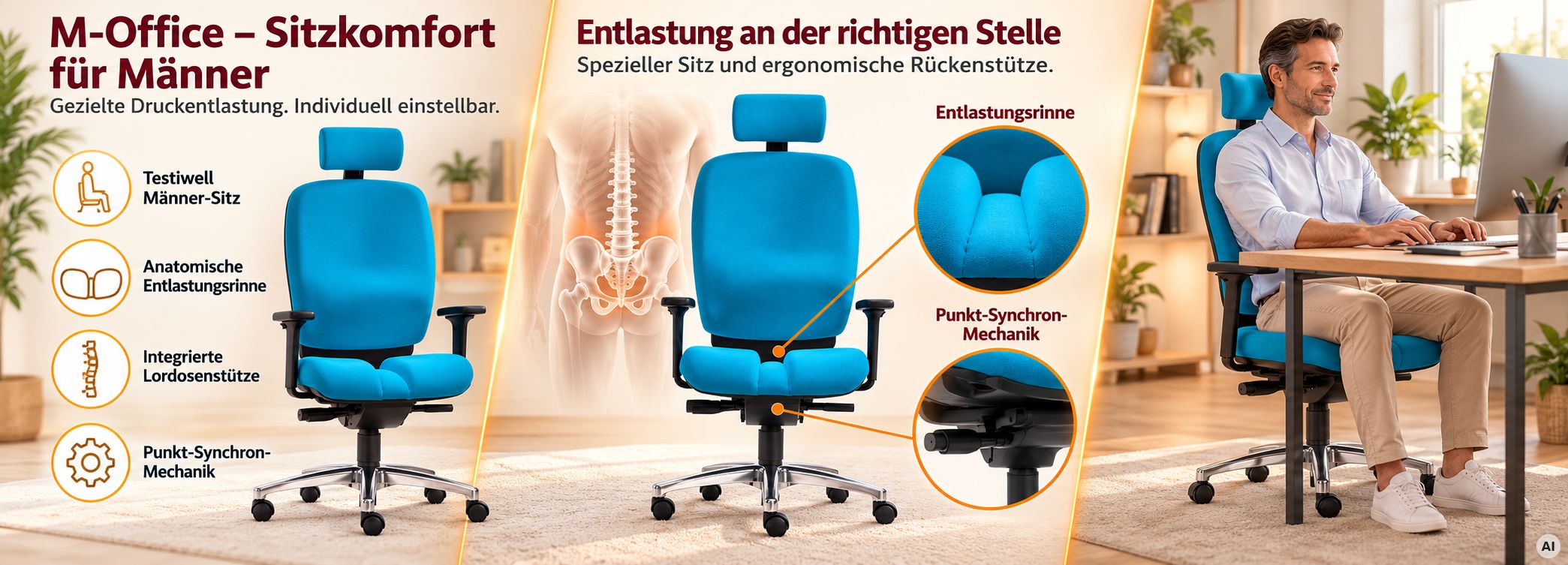 blauer Bürostuhl mit schönem Ambiente