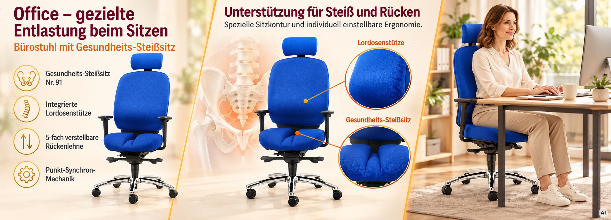 blauer Bürostuhl mit schönem Ambiente