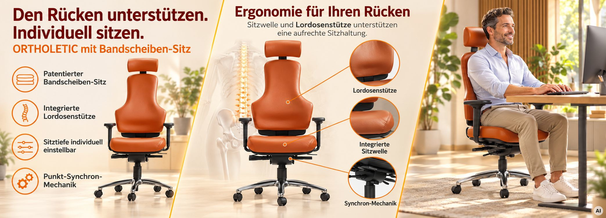 blauer Bürostuhl mit schönem Ambiente