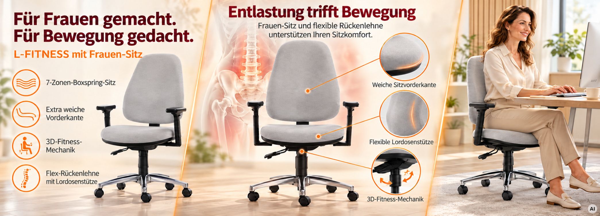 blauer Bürostuhl mit schönem Ambiente